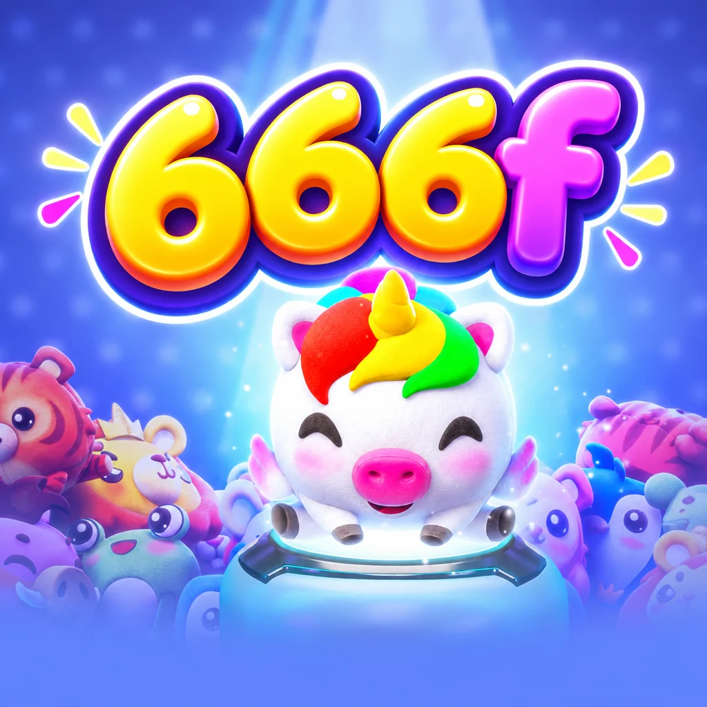 Ilustrasi boneka mainan lucu bertema Plushie Frenzy dengan logo 666f